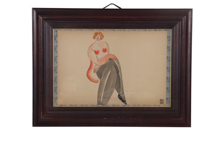 A Portrait Painting, Signed by Sanyu