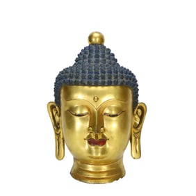A Copper Gilded Buddha Head