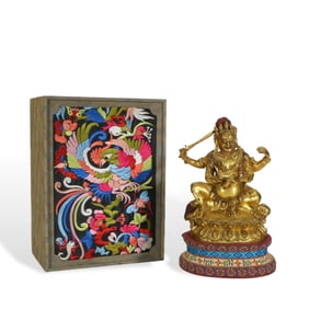 A Copper Gilded Four Armed  Mahakala  Buddha Statue