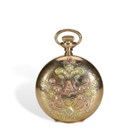 A Elgin Three Color Gold Pocket Watch