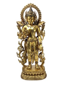 A Copper Gilded Buddha Statue