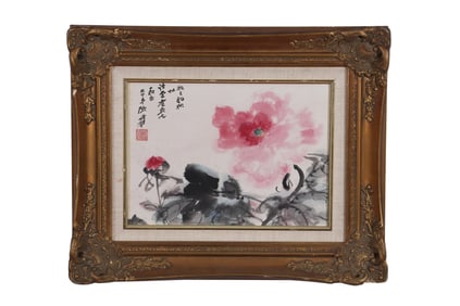 A Chinese Floral Painting, Signed by Zhang Daqian