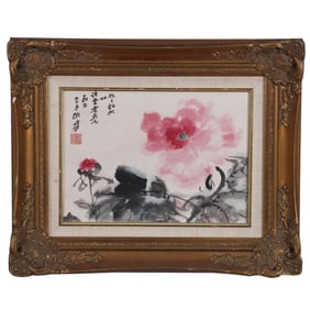 A Chinese Floral Painting, Signed by Zhang Daqian