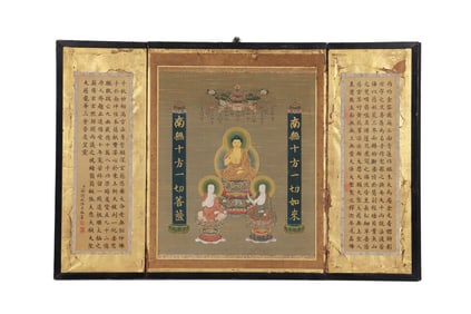 A Buddha statue painting with an inscription by Liang Shizheng