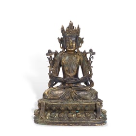 A gilded Chinese copper Guanyin