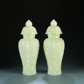 A pair of Chinese jade vases