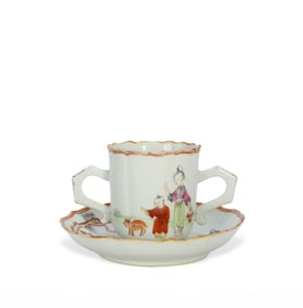 A set of Chinese porcelain cups and plates