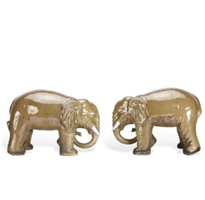 A pair of Chinese porcelain elephants