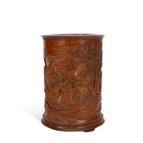 A Chinese bamboo pen holder