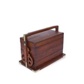 A Chinese wooden carrying case