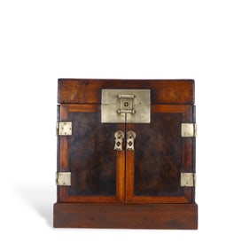 A Chinese wooden treasure chest