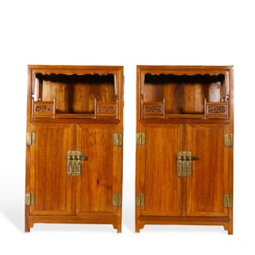 A pair of small Chinese wooden cabinets