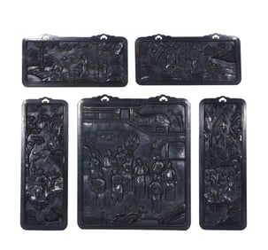 A set of Chinese wooden carved hanging screens