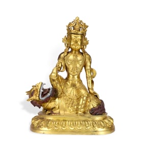 A gilded Chinese copper Guanyin