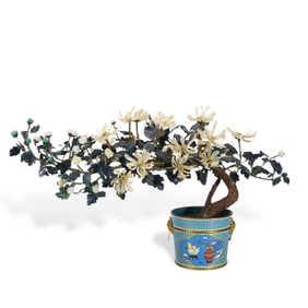 A Chinese cloisonne bonsai