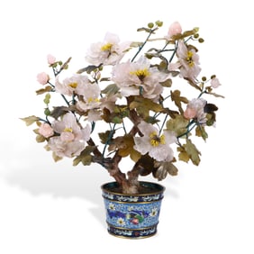 A Chinese cloisonne bonsai