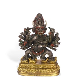 A gilded Chinese copper Buddha statue