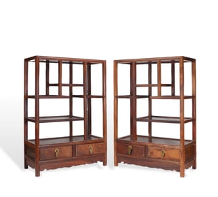 A pair of Chinese wood frames