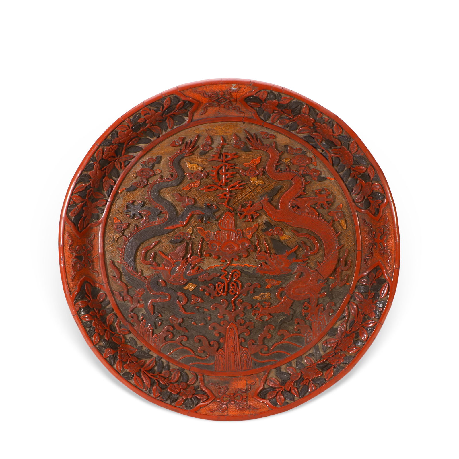 A crimson dragon-patterned plate (1 of 7)