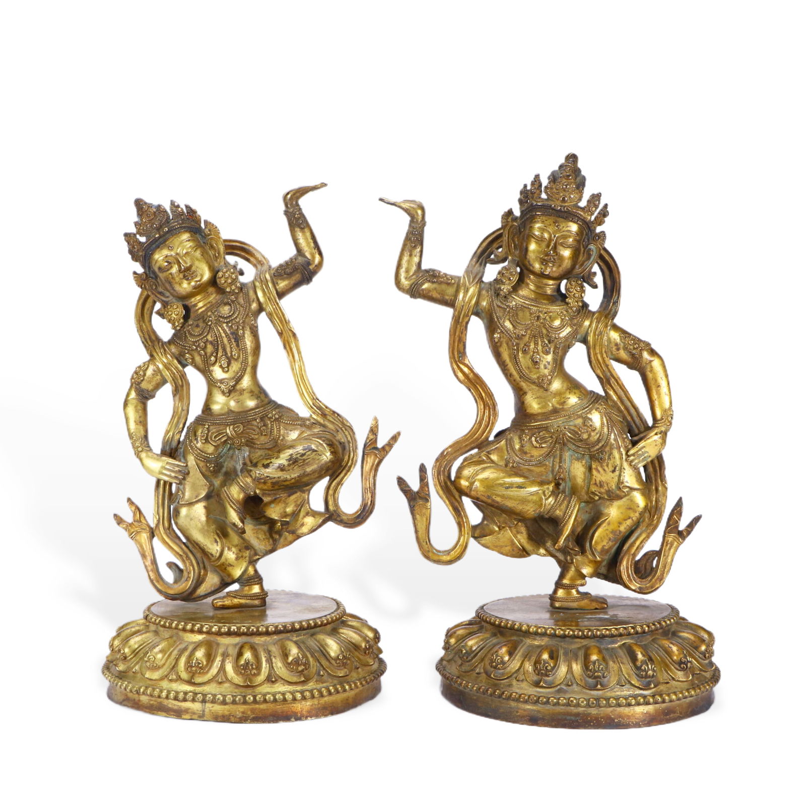 A pair of gilded bronze Bodhisattvas (1 of 10)