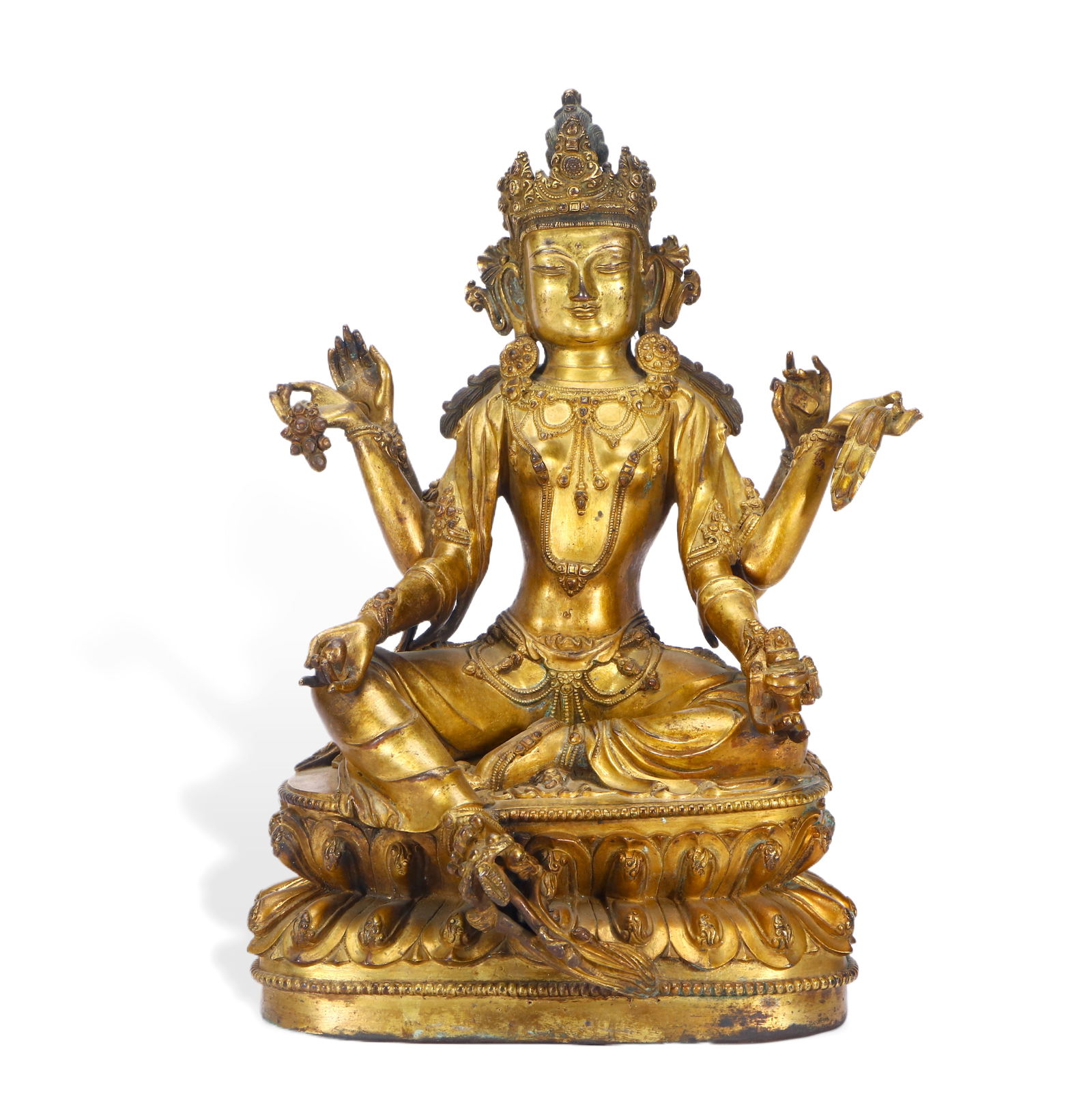 A gilded bronze statue of a Buddhist deity (1 of 7)