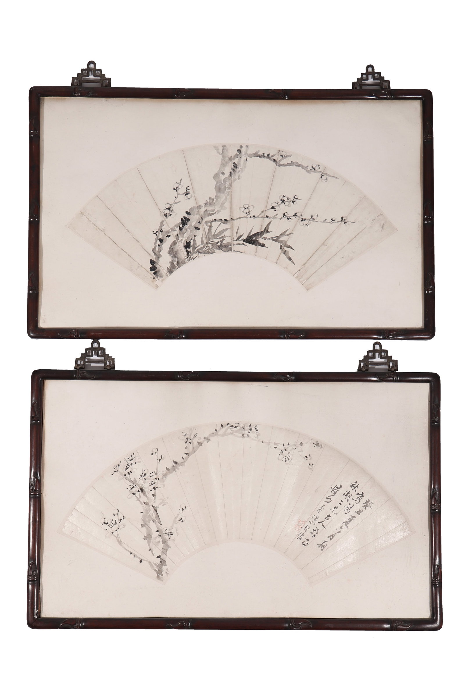 A Pair of Floral Fan Paintings, Signed by Zhang Bangzuo (1 of 14)