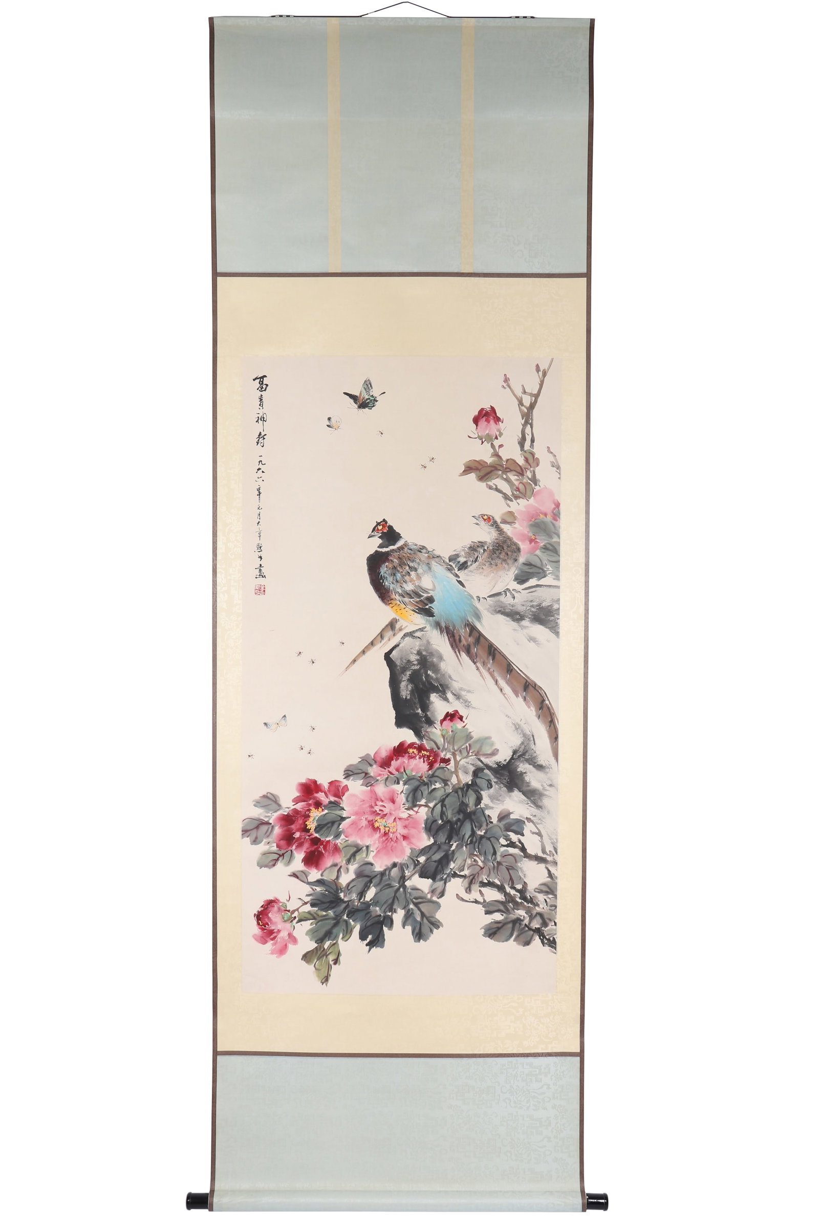 A Chinese Flower and Bird Painting, Signed by Jin Moru (1 of 14)
