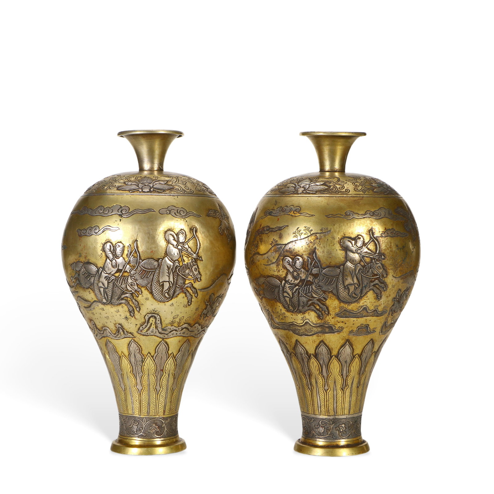 A pair of gilt copper vases (1 of 5)
