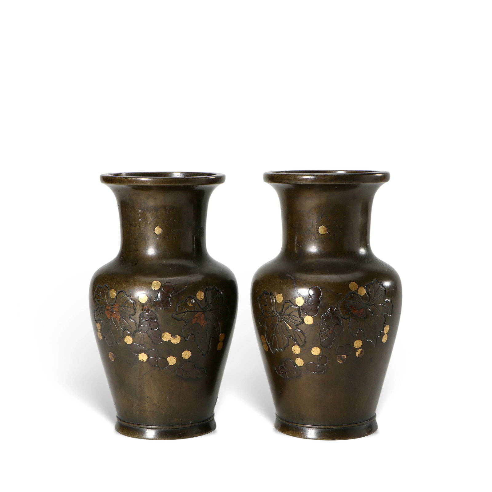 A pair of gilt copper vases (1 of 5)
