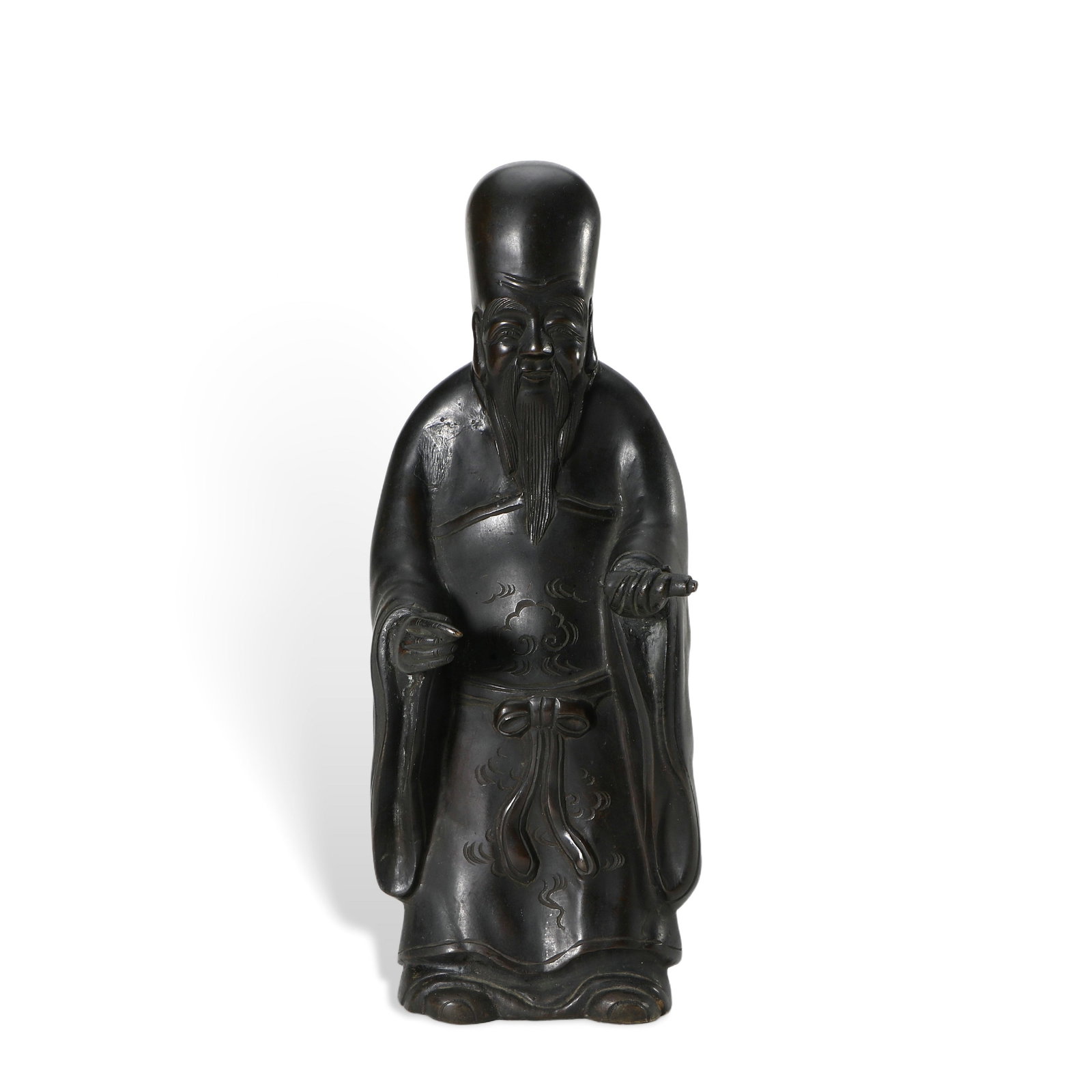 A bronze Buddha statue: Height 30cm, Width 11.5cm, Thickness 11.8cm