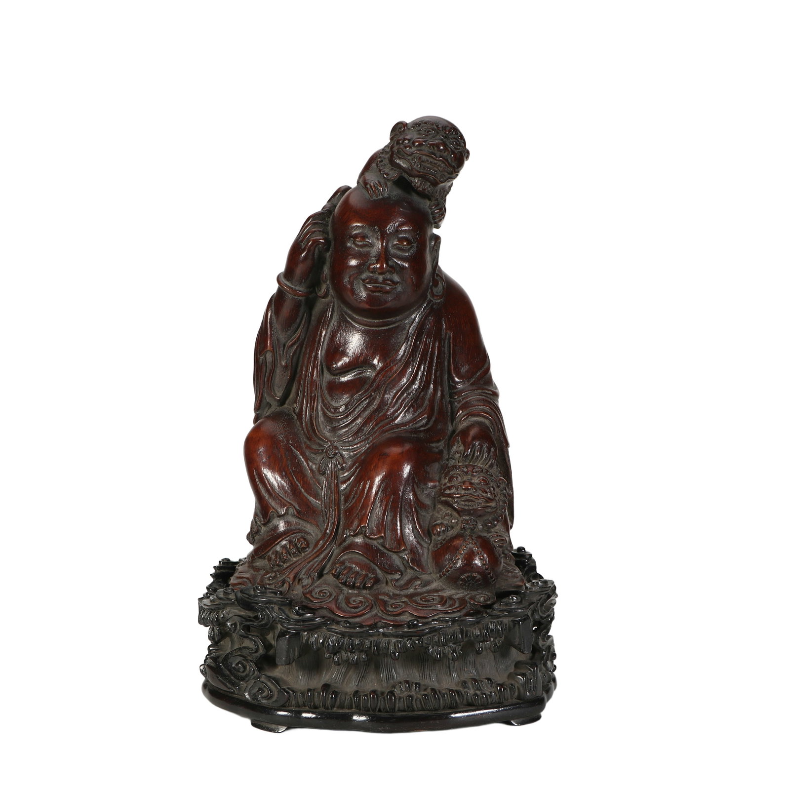 A Chinese bamboo carved Buddha statue (1 of 8)
