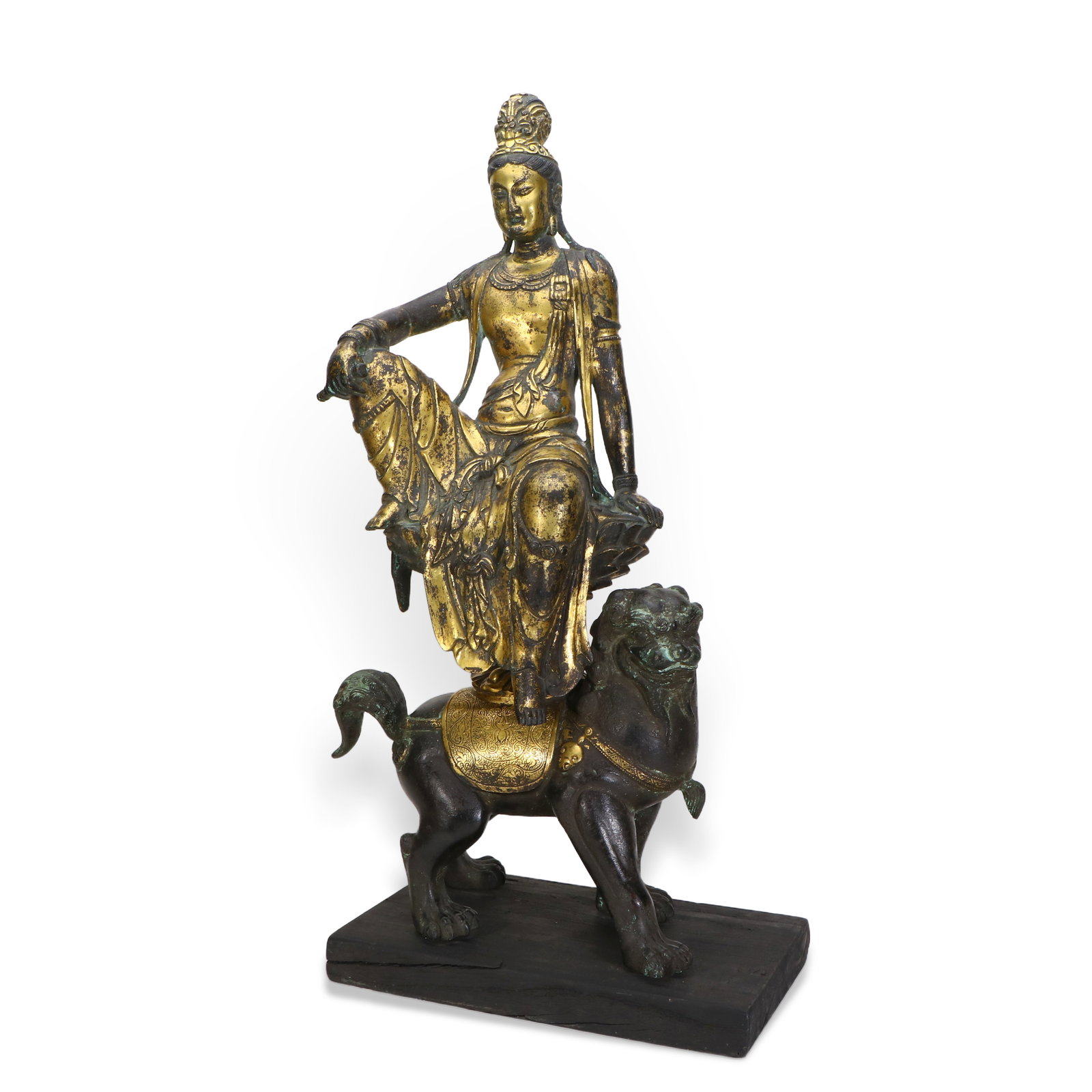 A gilt bronze Buddha statue: Height 60cm, Width 28cm, Thickness 15cm