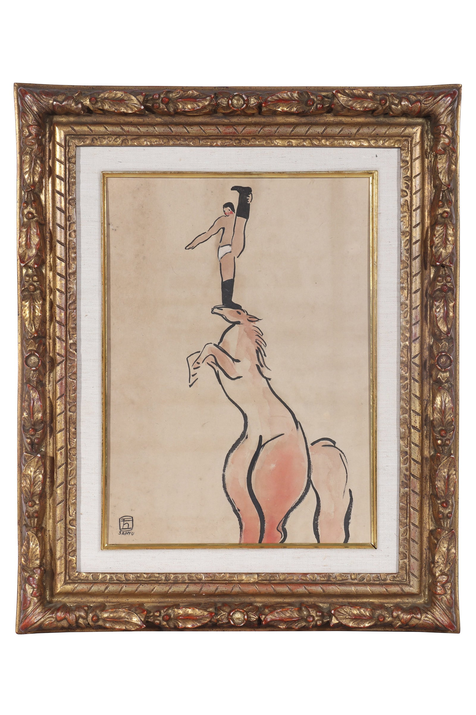 "Acrobatic Performance",Signed by San Yu