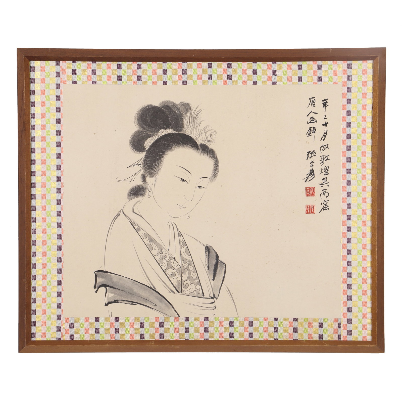 A Line Drawing Painting of a Lady, Signed by Zhang Daqian (1 of 11)