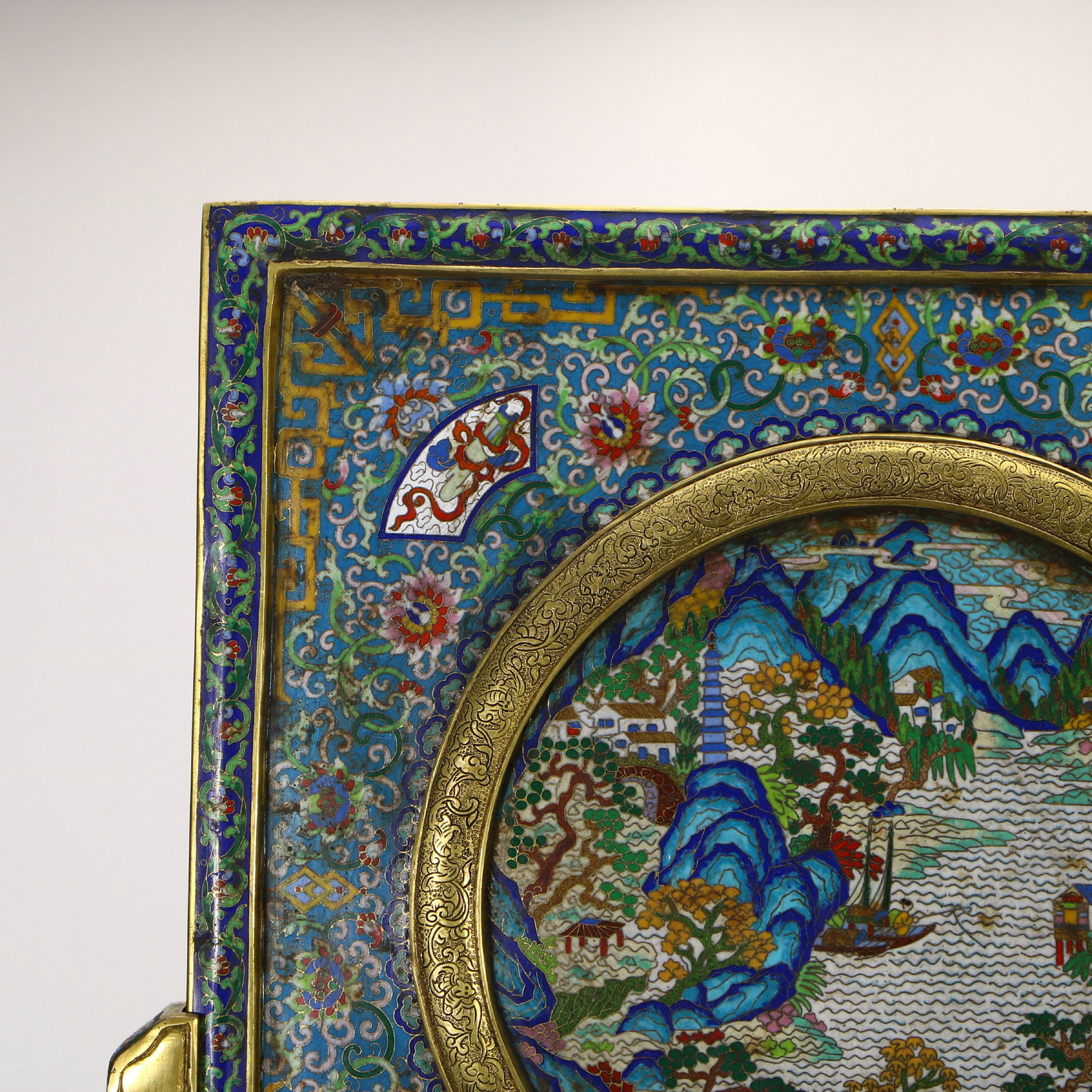 A cloisonn?? screen with a copper base - 2
