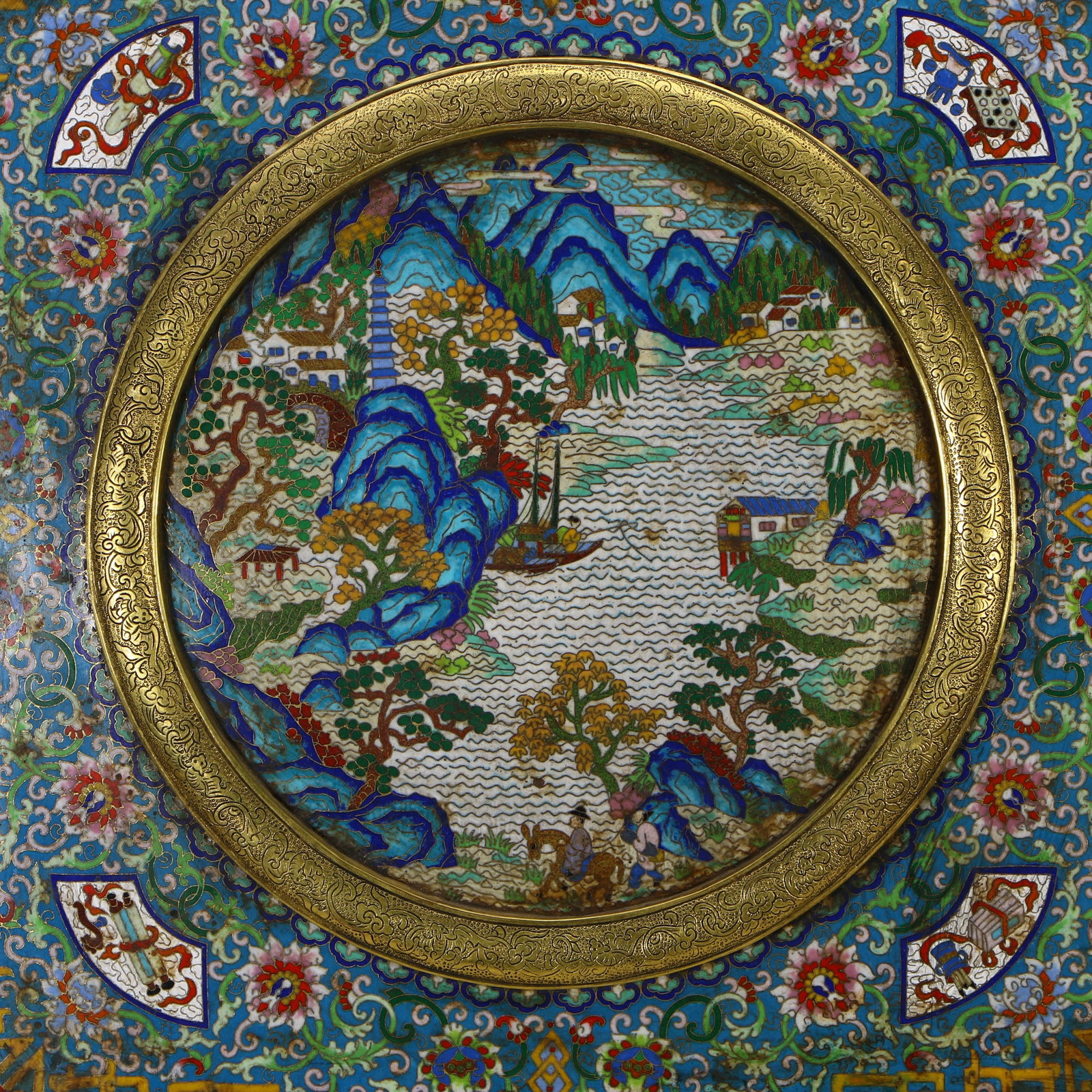 A cloisonn?? screen with a copper base - 3