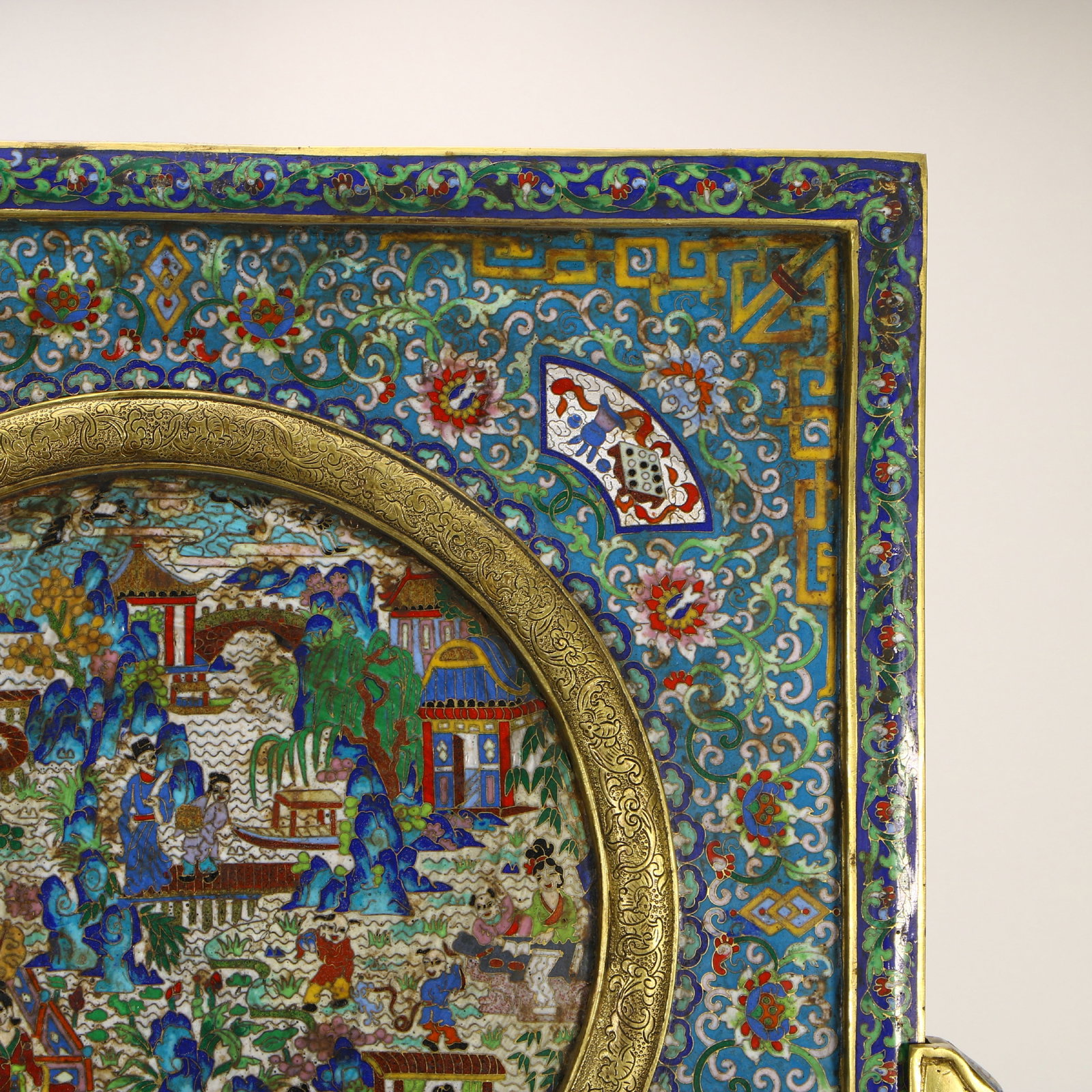 A cloisonn?? screen with a copper base - 7