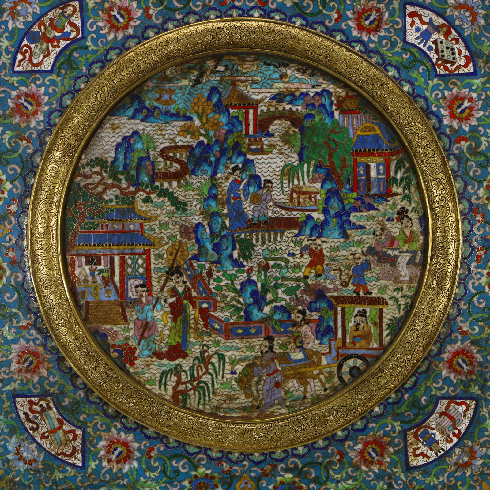A cloisonn?? screen with a copper base - 8