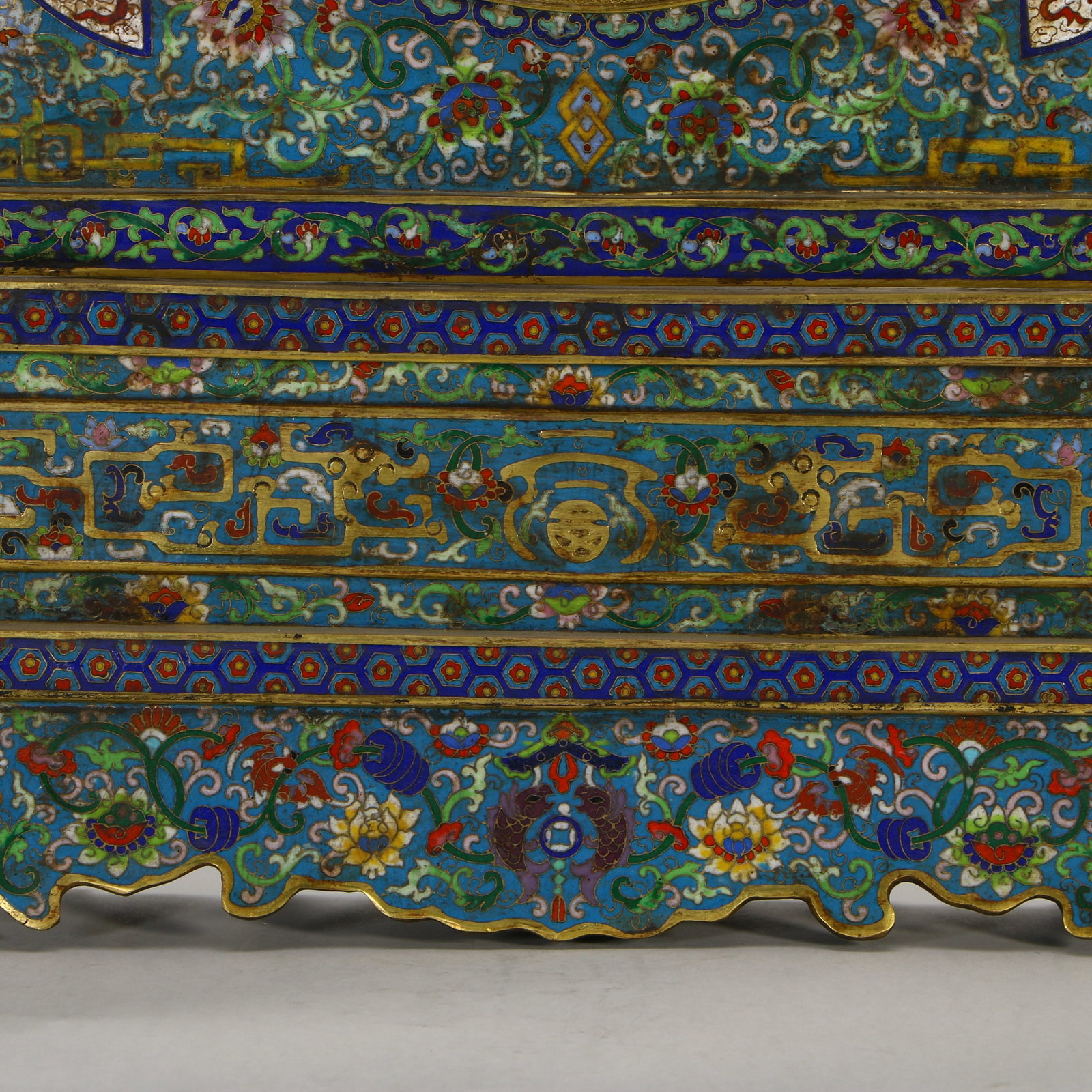 A cloisonn?? screen with a copper base - 9