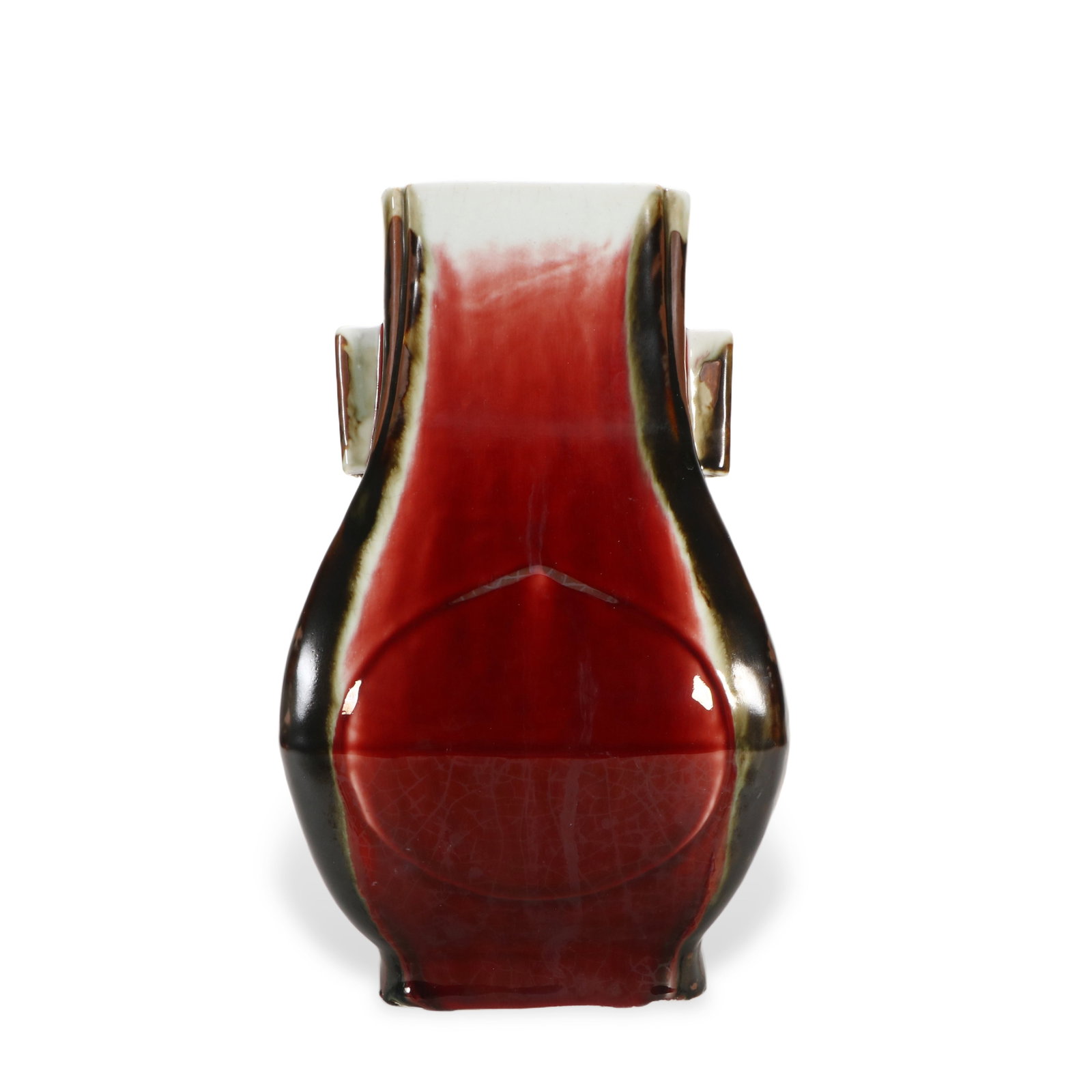 A Chinese kiln-transmutation glazed porcelain vase: Height 30cm, Length 18cm, Width 15.5cm