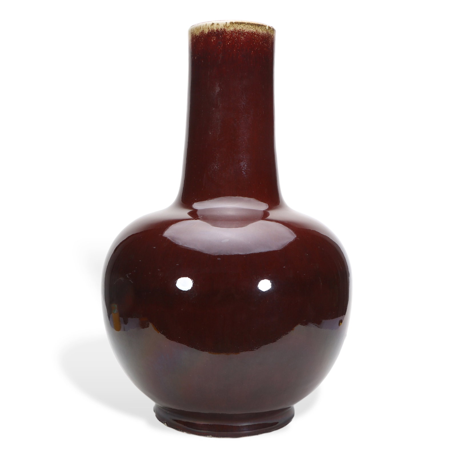 A kiln-transmutation-glaze globular vase: Height 50cm, belly diameter 26.5cm, opening diameter 11cm