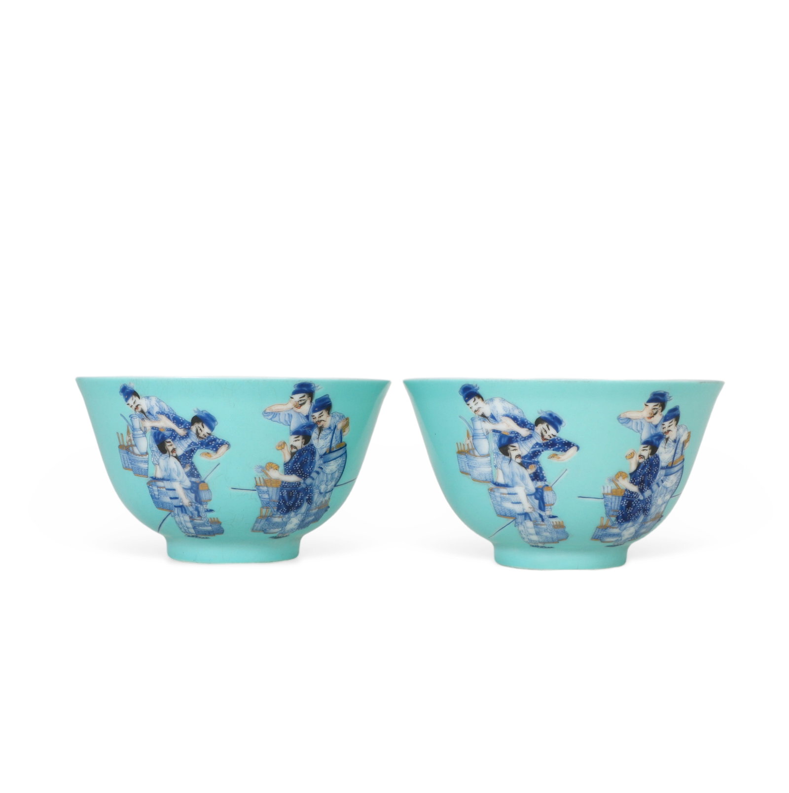 A pair of Qing Dynasty turquoise-glazed bowls (1 of 6)