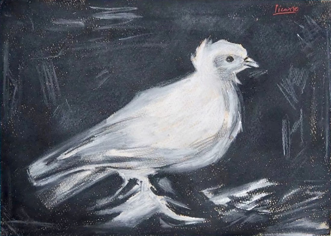 Pablo Picasso's Mark Doves, Pastel Painting, 1949 - 2