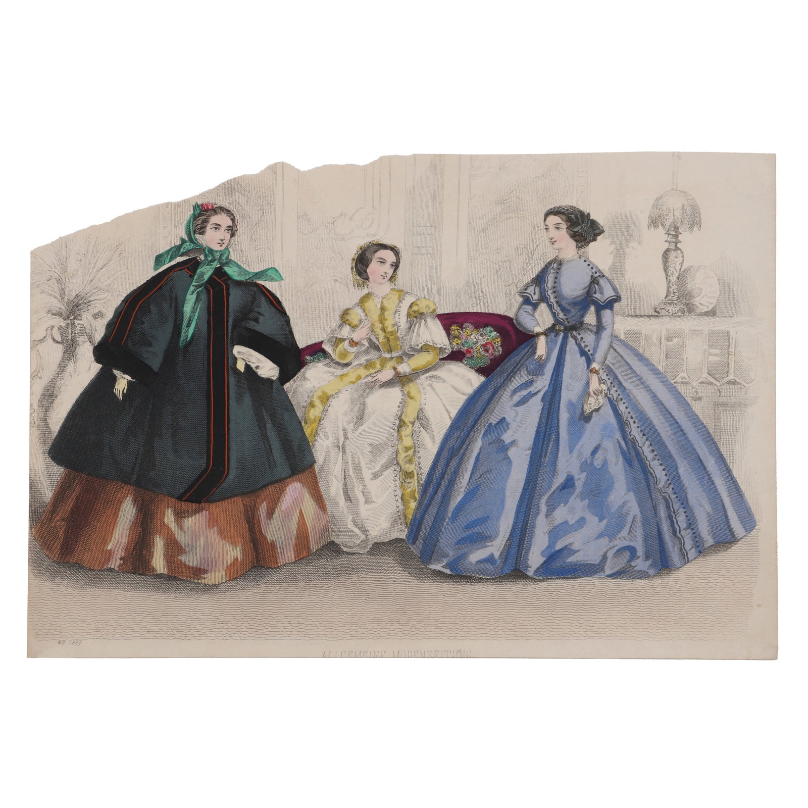 A Hand Colored Copperplate Print, Antique Style Dress (Printed matter) (1 of 8)