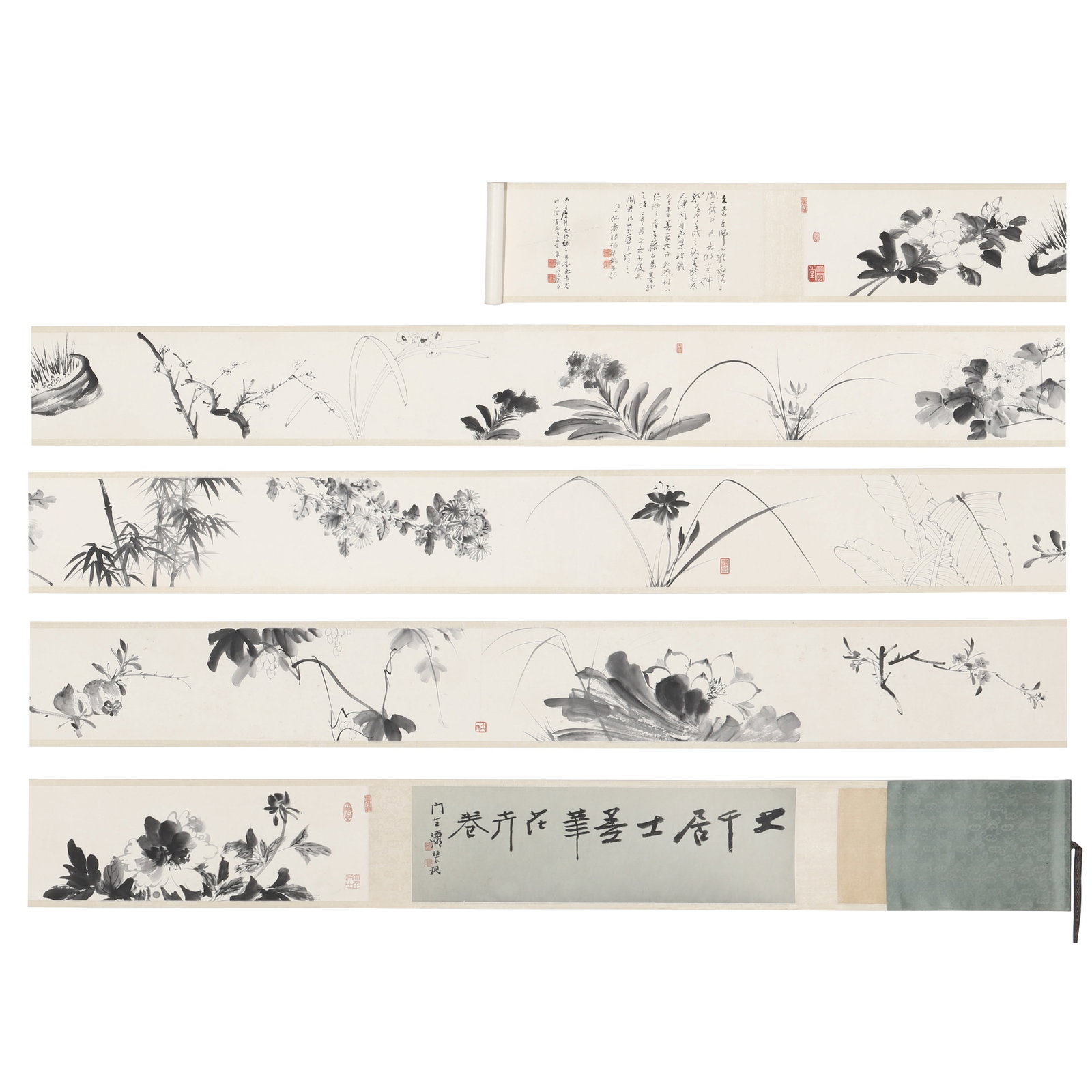 A Ink Wash Flower Hand Scroll, Painted by Zhang Daqian (1 of 14)