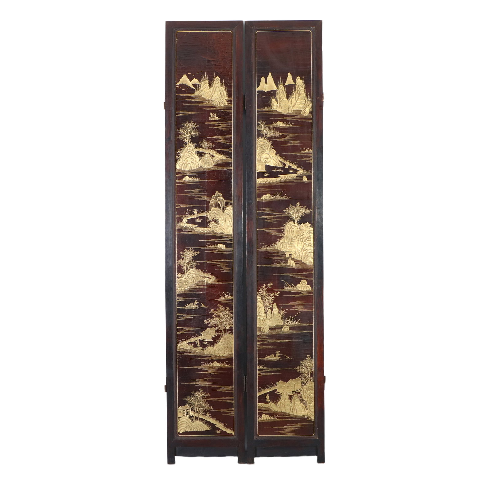 A Chinese Huanghuali wood inlaid with various precious stones, ten-panel screen depicting figures - 17
