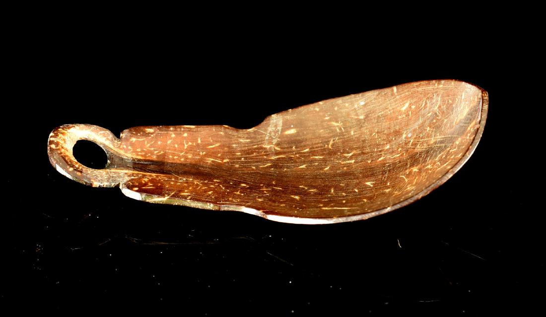 3 3/4" East Timor Coconut Husk Spoon - Broken and glued (1 of 2)