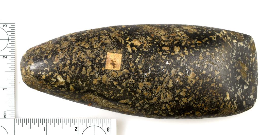 7 3/8" Porphyry Adze: Nice Black with white Porphyry Adze from Indiana.