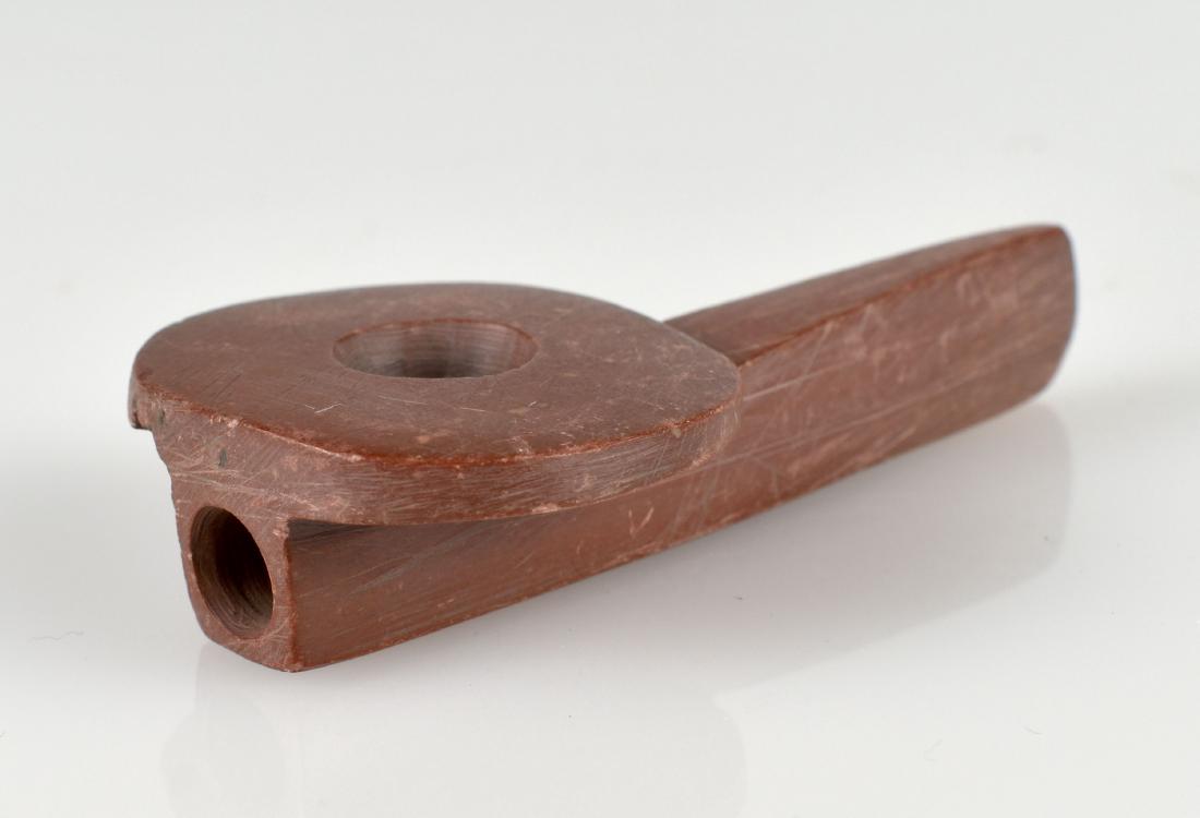 3 1/8" Catlinite Plains Disc Pipe: Nice example from the Meyer Collection. Historic Plains Type.