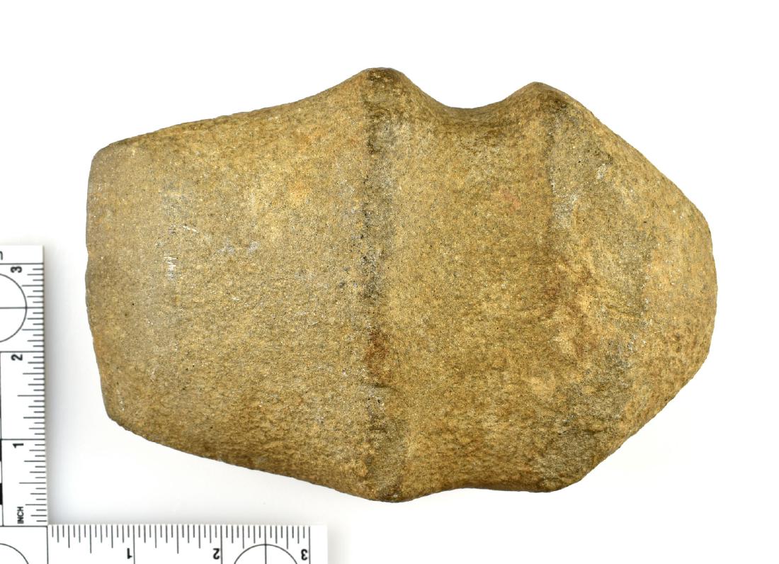 6 1/2" 3/4 Groove Wisconsin Axe: Excellent strong ridges on thise 3/4 groove axe formerly of the Gene Hynek, Lincoln Smith Collections. Fine grained granite.